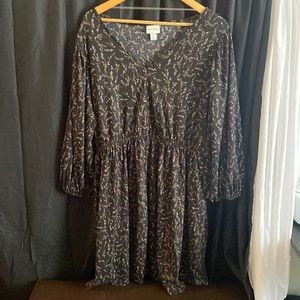 Flower pattern Long sleeve dress